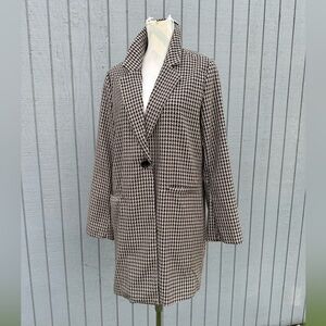 Sanctuary Taupe, Black and White Houndstooth Duster Coat